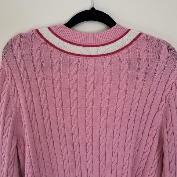 JEFFREE STAR Cosmetics Pink Embroidered Varsity Cableknit Sweater, Pink- M - Picture 10 of 10